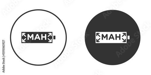 mAh icon. Black filled vector illustration. vector logo template
