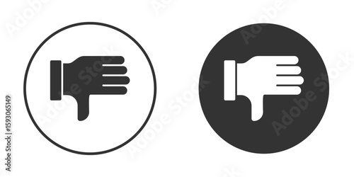 Thumb down icon. Black filled vector illustration. vector logo template