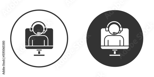 Tech support icon. Black filled vector illustration. vector logo template