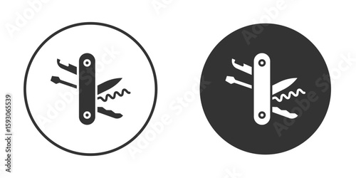 Swiss Knife icon. Black filled vector illustration. vector logo template