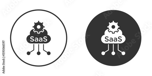 SaaS icon. Black filled vector illustration. vector logo template