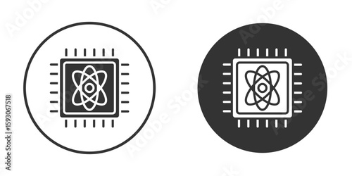 Quantum computing icon. Black filled vector illustration. vector logo template
