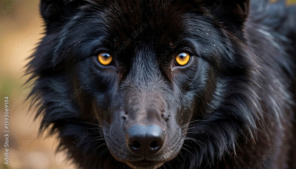 Fototapeta premium Close-up black wolf portrait