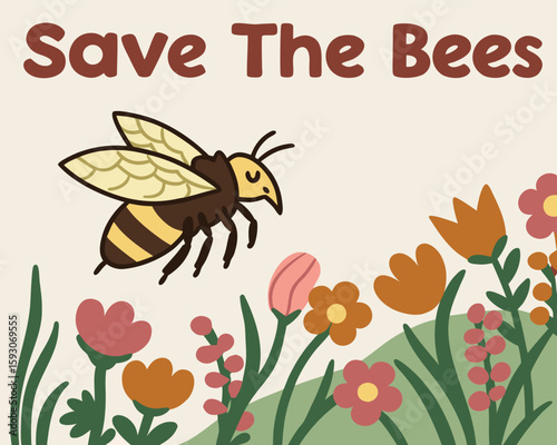 Save The Bees Concept | Pollinator Protection Campaign