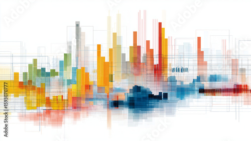 Futuristisches Verlaufsdiagramm in abstrakter 3D-Optik zur Datenvisualisierung. Künstliche Intelligenz KI