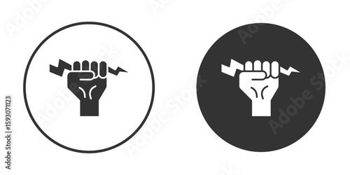 Hand with Power icon. Black filled vector illustration. vector logo template