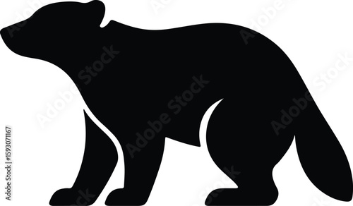 Silhouette Wolverine walking animal carnivore mammal wildlife vector Illustrator