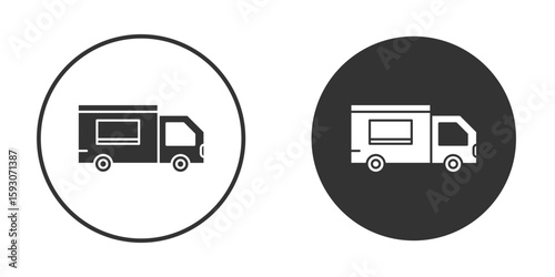 Food truck icon. Black filled vector illustration. vector logo template