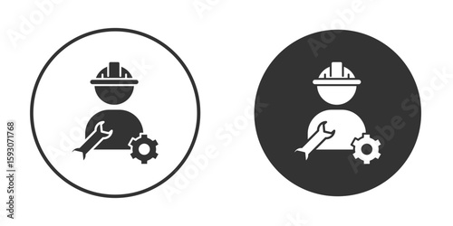 Engineer icon. Black filled vector illustration. vector logo template