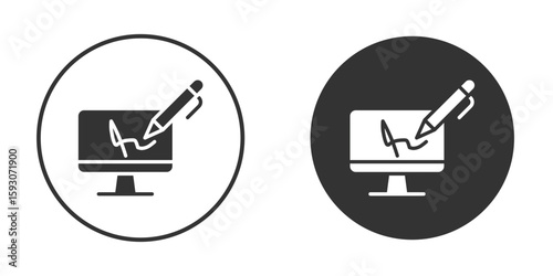 Electronic signature icon. Black filled vector illustration. vector logo template