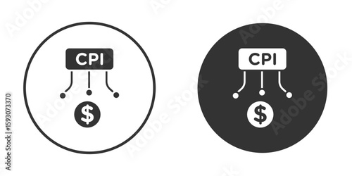 Consumer prices index icon. Black filled vector illustration. vector logo template