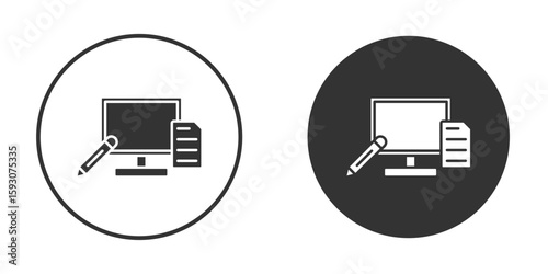 Blended learning icon. Black filled vector illustration. vector logo template