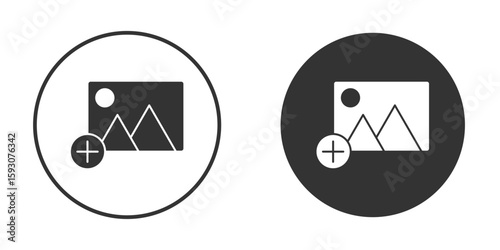 Add photos icon. Black filled vector illustration. vector logo template