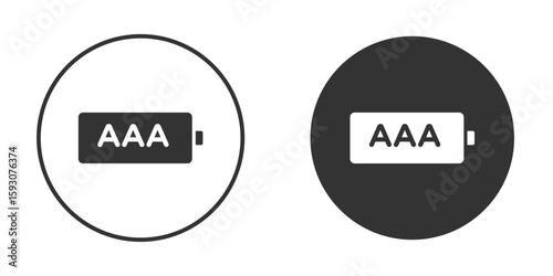 AAA battery icon. Black filled vector illustration. vector logo template