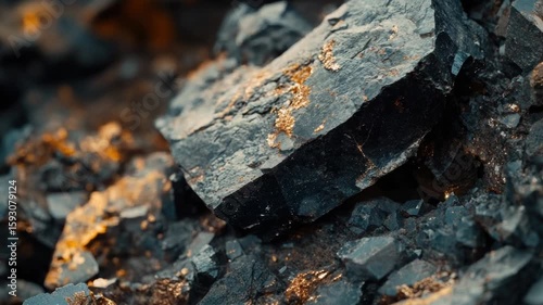 Wallpaper Mural A natural landscape featuring a pile of black rocks perched atop a mound of dirt, great for use in geological or nature-themed designs Torontodigital.ca