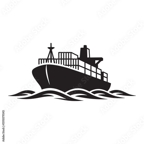 Cargo ship sailing on wavy water container ship vessel