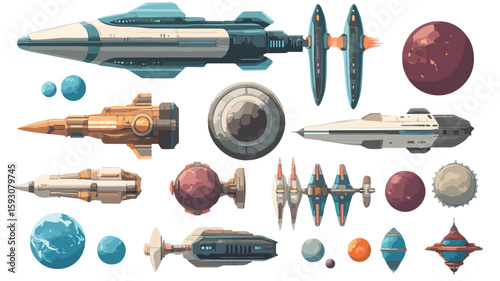 Space Sticker Icons Wide Angle View