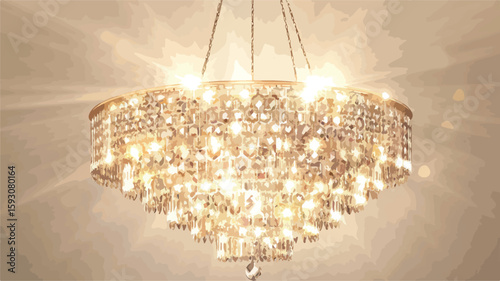 Elegant Chandelier Brilliance: Wide Angle View