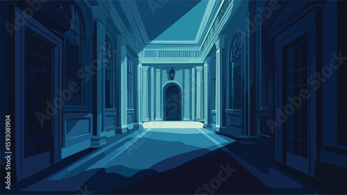 Eerie Haunted House Corridor Atmosphere