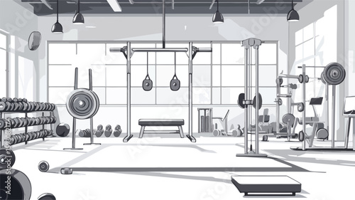 Professional weightlifting gym equipment on white background