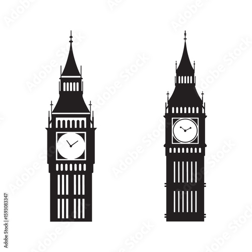 Iconic clock tower silhouettes with detailed architectural elements architecture