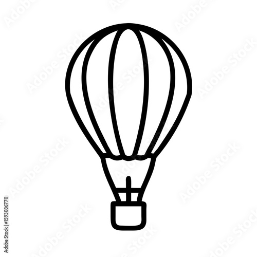 Hot air balloon, minimalistic outline, black and white colors, aerial transportation concept