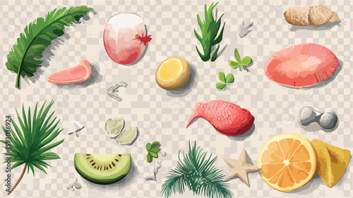 Summer Elements Transparent Background Collection