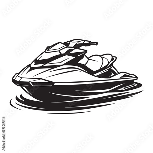 Sleek black watercraft gliding through rippling water jet ski personal watercraft