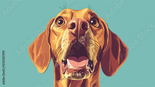 Surprised Dog on Blue Background