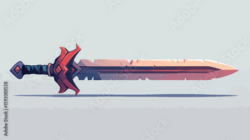 Detailed Sword Vector Illustration on White Background