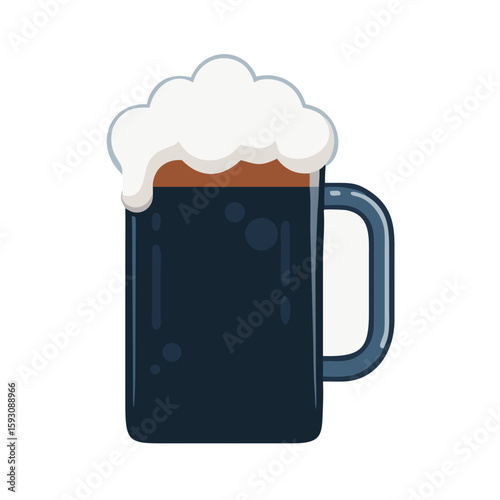 Minimalist dark beer mug icon on transparent background