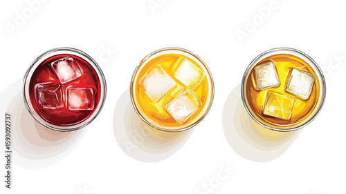 Drinks Set Top View Transparent Background