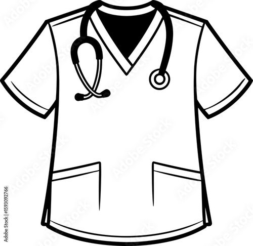 Nurse Scrubs with Stethoscope