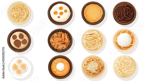 Ramen element set on transparent background