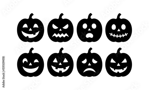 Halloween pumpkin silhouettes featuring various expressive faces