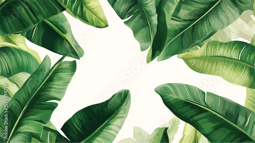 Vibrant Tropical Banana Leaf Illustration