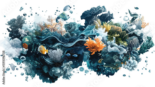 Underwater Collage Design Element Set