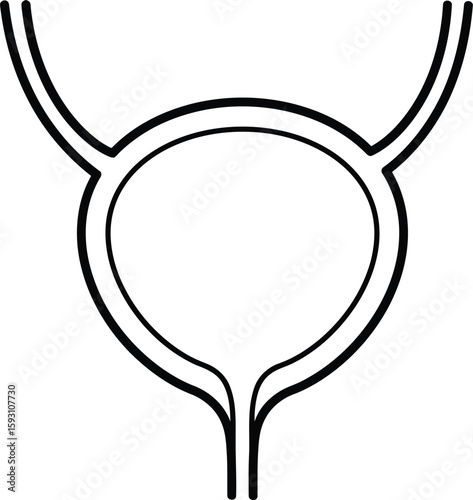 Urinary Bladder with Ureters Outline - AI Generative
