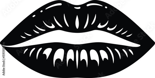 Sensual Black Lips Silhouette - AI Generative
