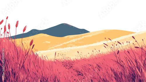 Serene Grassland Hills Outdoors Landscape View