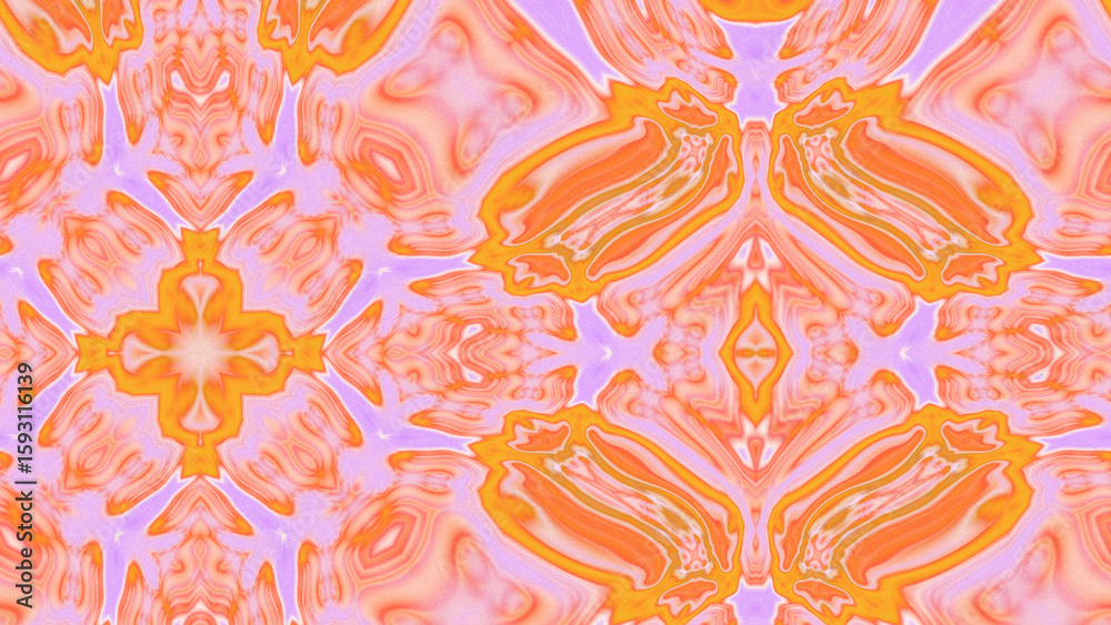 Fototapeta premium Abstract Radiant Burst with Soft Grain Texture, Symmetrical Glow Pattern in Psychedelic Style, Radiating Circular Abstract with Subtle Noise, Kaleidoscopic Starburst with Gradient Flow