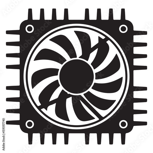 Stylized Computer Fan Illustration A Cooling Solution for Technology Hardware and Electronics Devices Vector Design Depiction