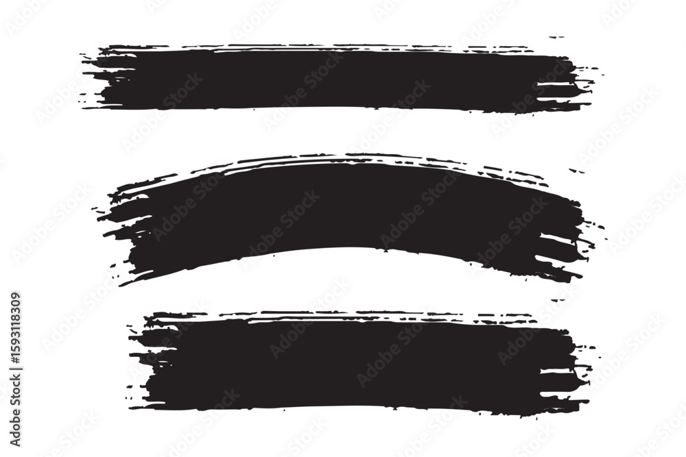 Vector brush streaks pack marker ink strokes grunge. Collection of vector paint bold brush strokes, hand drawn thick grunge lines and rectangle shapes modern grunge. EPS 10