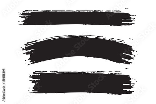 Vector brush streaks pack marker ink strokes grunge. Collection of vector paint bold brush strokes, hand drawn thick grunge lines and rectangle shapes modern grunge. EPS 10