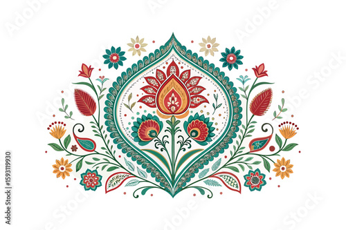 Kashmiri New Flower Color vector on white background.01
