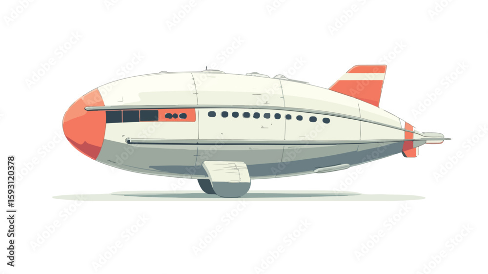 Fototapeta premium Vintage Zeppelin UFO Architecture White Background