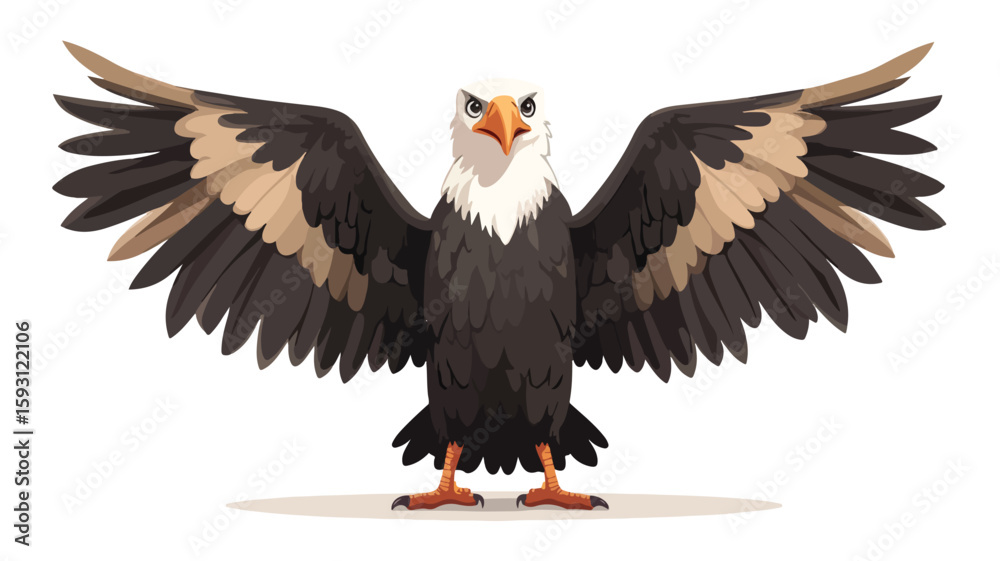 Fototapeta premium Cartoon Vulture Eagle Wide Angle Illustration
