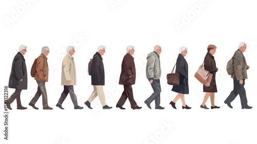 Senior People Walking Cut Out Elements