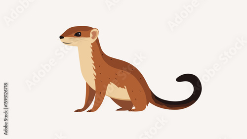 Cute Weasel Vector Illustration on Light Background