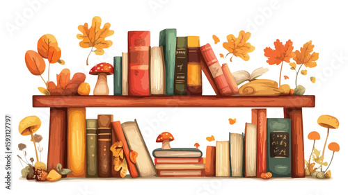 Enchanting Autumn Bookshelf for Book Lovers